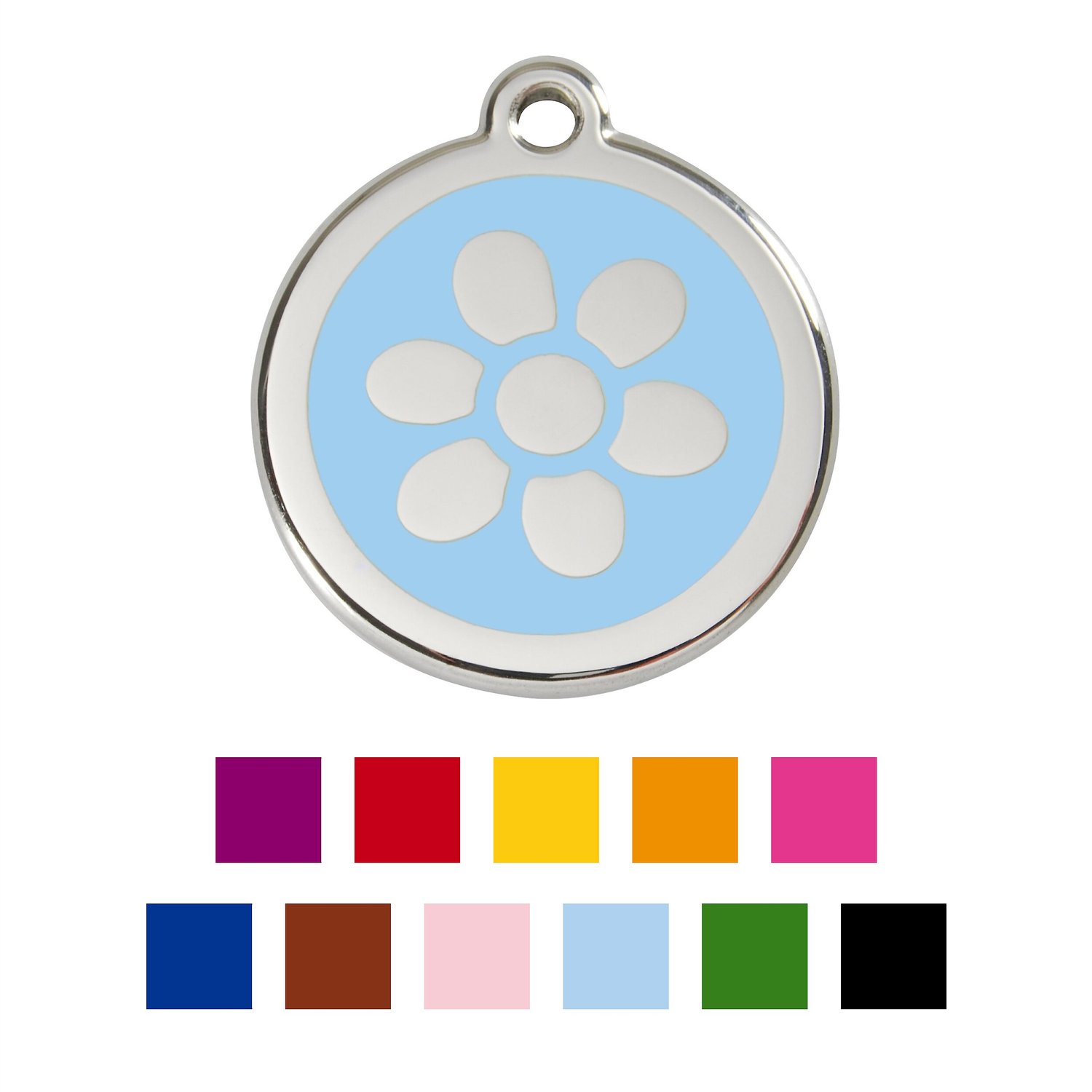 Red Dingo Flower Stainless Steel Personalized Dog & Cat ID Tag