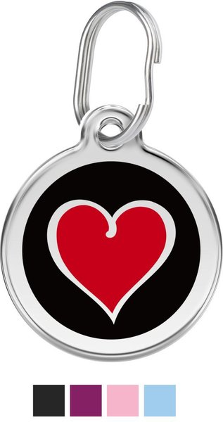 Red Dingo 2 Toned Heart Stainless Steel Personalized Dog & Cat ID Tag, Black & Red, Small slide 1 of 6