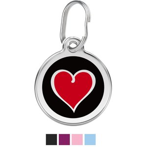 Red Dingo 2 Toned Heart Stainless Steel Personalized Dog & Cat ID Tag, Black & Red, Small