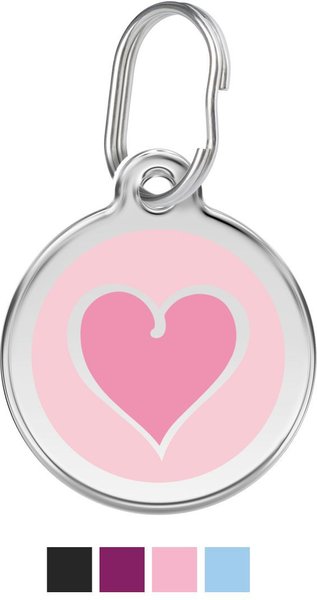 Red Dingo 2 Toned Heart Stainless Steel Personalized Dog & Cat ID Tag, Pink, Small slide 1 of 6