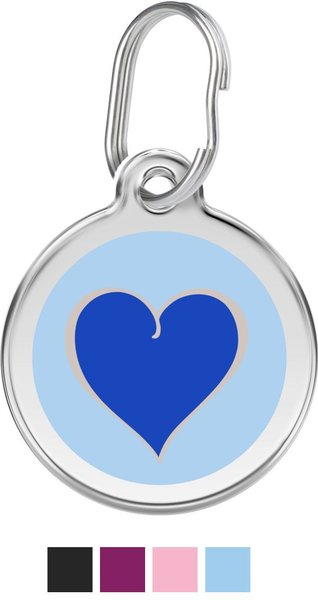 Red Dingo 2 Toned Heart Stainless Steel Personalized Dog & Cat ID Tag, Blue, Small slide 1 of 6