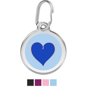 Red Dingo 2 Toned Heart Stainless Steel Personalized Dog & Cat ID Tag, Blue, Small