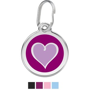 Red Dingo 2 Toned Heart Stainless Steel Personalized Dog & Cat ID Tag, Purple, Medium