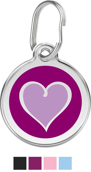 Red Dingo 2 Toned Heart Stainless Steel Personalized Dog & Cat ID Tag, Purple, Large slide 1 of 7