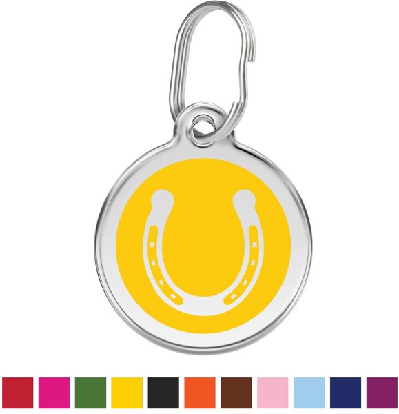 Red Dingo Horse Shoe Stainless Steel Personalized Dog & Cat ID Tag, Yellow, Medium slide 1 of 6