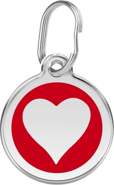 Red Dingo Heart Stainless Steel Personalized Dog & Cat ID Tag, Red, Small slide 1 of 6