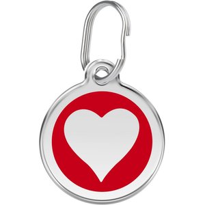 Red Dingo Heart Stainless Steel Personalized Dog & Cat ID Tag, Red, Small