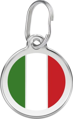 Red Dingo Italian Flag Stainless Steel Personalized Dog & Cat ID Tag, slide 1 of 1