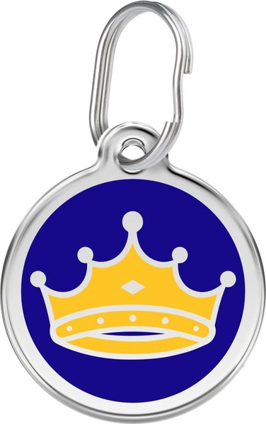 Red Dingo King's Crown Stainless Steel Personalized Dog & Cat ID Tag, Blue, Small slide 1 of 6