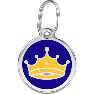 Red Dingo King's Crown Stainless Steel Personalized Dog & Cat ID Tag, Blue, Small