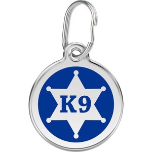 Red Dingo K9 Sheriff Stainless Steel Personalized Dog ID Tag, Blue, Small