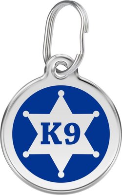 Red Dingo K9 Sheriff Stainless Steel Personalized Dog & Cat ID Tag, Blue, slide 1 of 1
