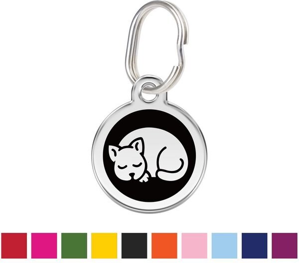 Red Dingo Kitten Personalized Stainless Steel Cat ID Tag, Small, Black slide 1 of 6