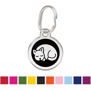 Red Dingo Kitten Personalized Stainless Steel Cat ID Tag, Small, Black