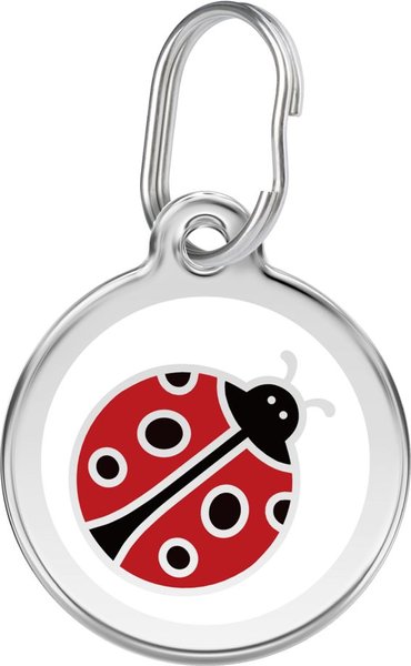 Red Dingo Lady Bug Stainless Steel Personalized Dog & Cat ID Tag, Small slide 1 of 6