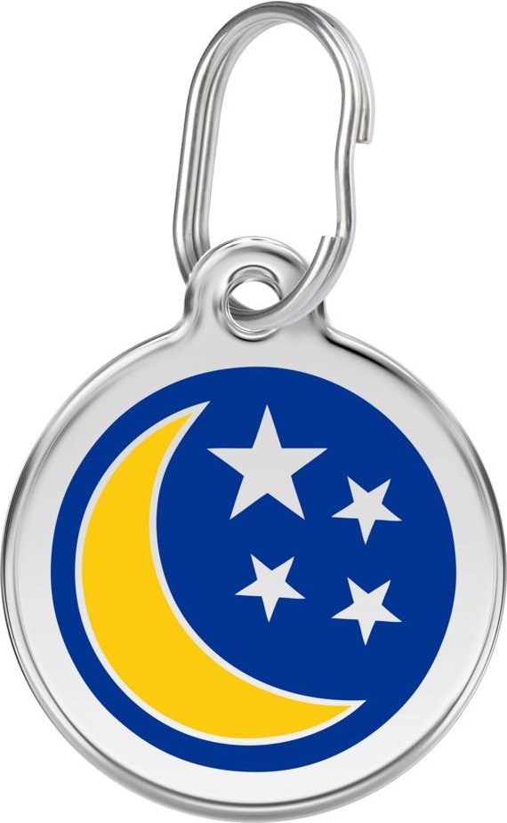 Red Dingo Moon & Stars Stainless Steel Personalized Dog & Cat ID Tag