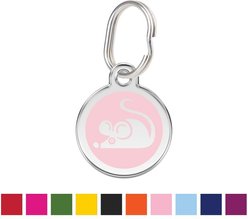 Red Dingo Mouse Personalized Stainless Steel Cat ID Tag, Small, Pink