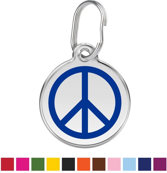 Red Dingo Peace Sign Stainless Steel Personalized Dog & Cat ID Tag, Blue, Small slide 1 of 6