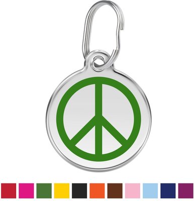 Red Dingo Peace Sign Stainless Steel Personalized Dog & Cat ID Tag, slide 1 of 1