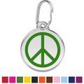 Red Dingo Peace Sign Stainless Steel Personalized Dog & Cat ID Tag, Green, Small