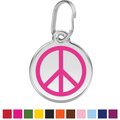 Red Dingo Peace Sign Stainless Steel Personalized Dog & Cat ID Tag, Hot Pink, Small
