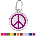 Red Dingo Peace Sign Stainless Steel Personalized Dog & Cat ID Tag, Purple, Medium