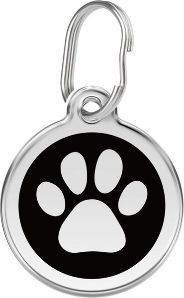 Red Dingo Paw Print Stainless Steel Personalized Dog & Cat ID Tag, Black, Medium slide 1 of 8