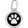 Red Dingo Paw Print Stainless Steel Personalized Dog & Cat ID Tag, Black, Medium