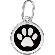 Red Dingo Paw Print Stainless Steel Personalized Dog & Cat ID Tag