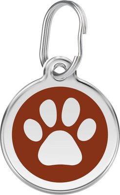 Red Dingo Paw Print Stainless Steel Personalized Dog & Cat ID Tag, slide 1 of 1
