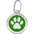 Red Dingo Paw Print Stainless Steel Personalized Dog & Cat ID Tag, Green, Medium