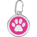 Red Dingo Paw Print Stainless Steel Personalized Dog & Cat ID Tag, Hot Pink, Medium