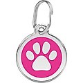 Red Dingo Paw Print Stainless Steel Personalized Dog & Cat ID Tag, Hot Pink, Medium