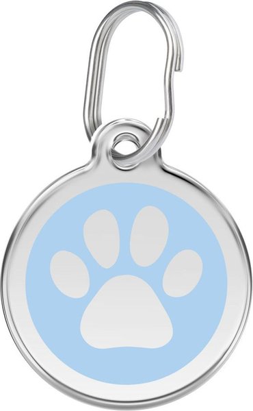 Red Dingo Paw Print Stainless Steel Personalized Dog & Cat ID Tag, Light Blue, Large slide 1 of 7