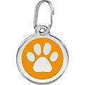 Red Dingo Paw Print Stainless Steel Personalized Dog & Cat ID Tag, Orange, Medium