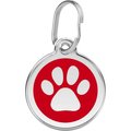 Red Dingo Paw Print Stainless Steel Personalized Dog & Cat ID Tag, Red, Medium