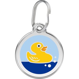 Red Dingo Rubber Duck Stainless Steel Personalized Dog & Cat ID Tag, Small