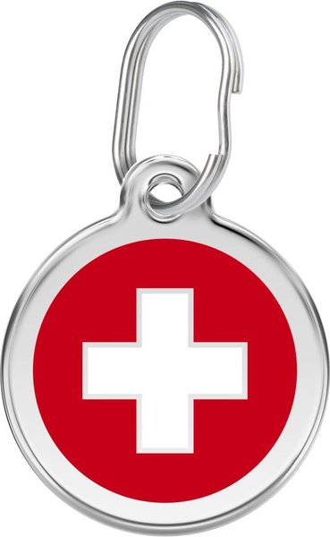 Red Dingo Swiss Flag Stainless Steel Personalized Dog & Cat ID Tag, Small slide 1 of 7