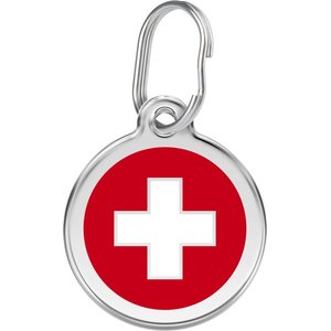 Red Dingo Swiss Flag Stainless Steel Personalized Dog & Cat ID Tag, Small