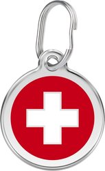 Red Dingo Swiss Flag Stainless Steel Personalized Dog & Cat ID Tag, Large