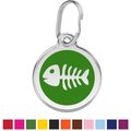 Red Dingo Skeleton Fish Stainless Steel Personalized Dog & Cat ID Tag, Green, Small