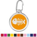 Red Dingo Skeleton Fish Stainless Steel Personalized Dog & Cat ID Tag, Orange, Small