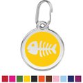 Red Dingo Skeleton Fish Stainless Steel Personalized Cat ID Tag, Yellow, Small