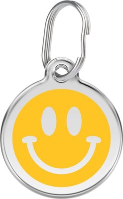 Red Dingo Smiley Face Stainless Steel Personalized Dog & Cat ID Tag, slide 1 of 1