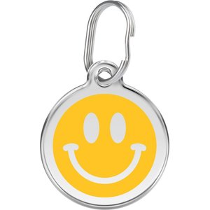 Red Dingo Smiley Face Stainless Steel Personalized Dog & Cat ID Tag, Small