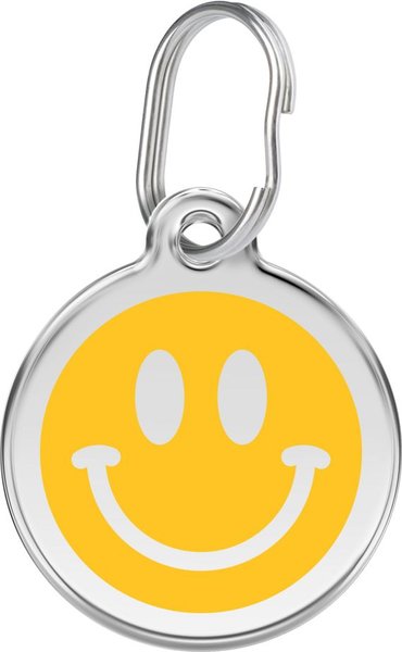 Red Dingo Smiley Face Stainless Steel Personalized Dog & Cat ID Tag, Medium slide 1 of 7