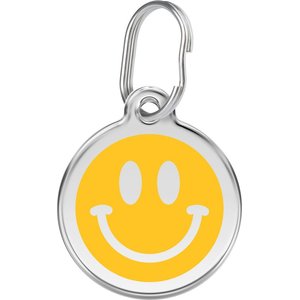 Red Dingo Smiley Face Stainless Steel Personalized Dog & Cat ID Tag, Medium