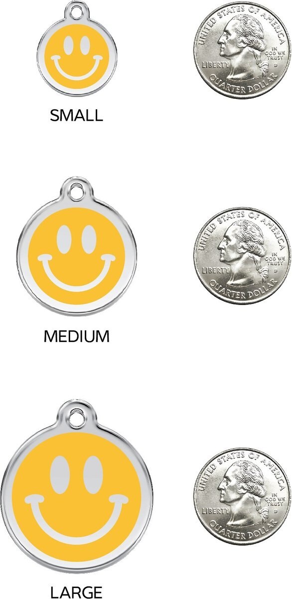 Red Dingo Smiley Face Stainless Steel Personalized Dog & Cat ID Tag