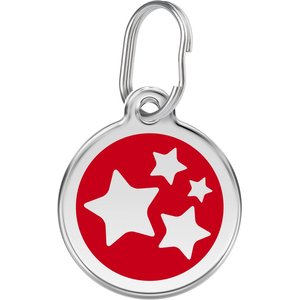 Red Dingo Star Stainless Steel Personalized Dog & Cat ID Tag, Red, Large