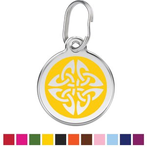 Red Dingo Tribal Arrows Stainless Steel Personalized Dog & Cat ID Tag, Yellow, Large
